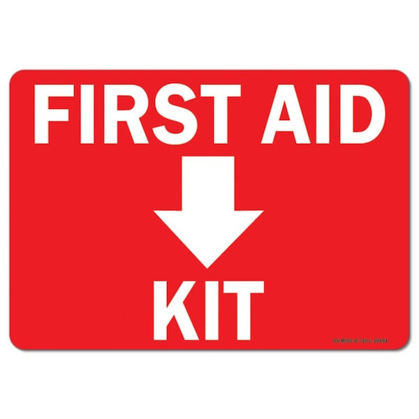 OSHA, 3.5" Height, Decal, 5" x 3.5", Landscape, PK10, First Aid Kit with Down